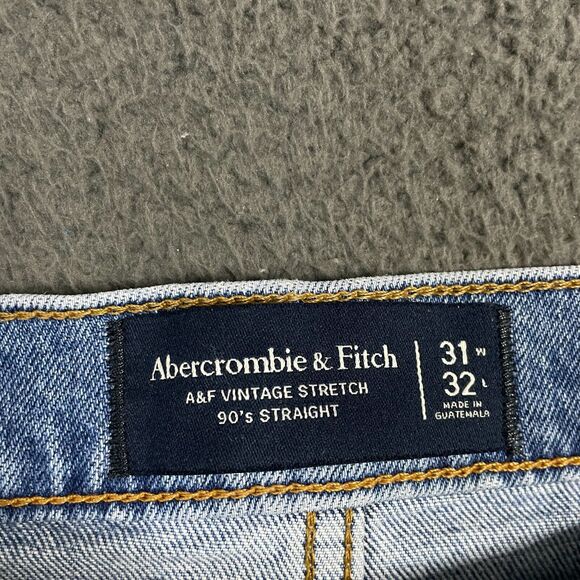 Abercrombie & Fitch Jeans Mens 31x32 Blue Vintage 90s Straight Fit Light Wash - Picture 3 of 14